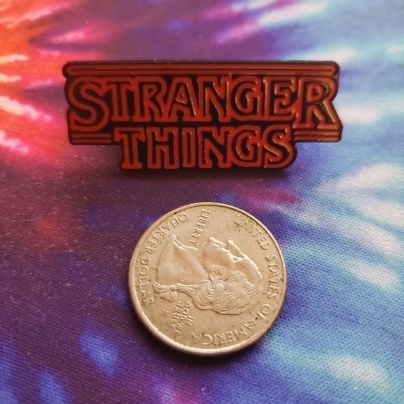 BLACK and red Stranger Things Enamel Pin Brooch - Picture 4 of 4